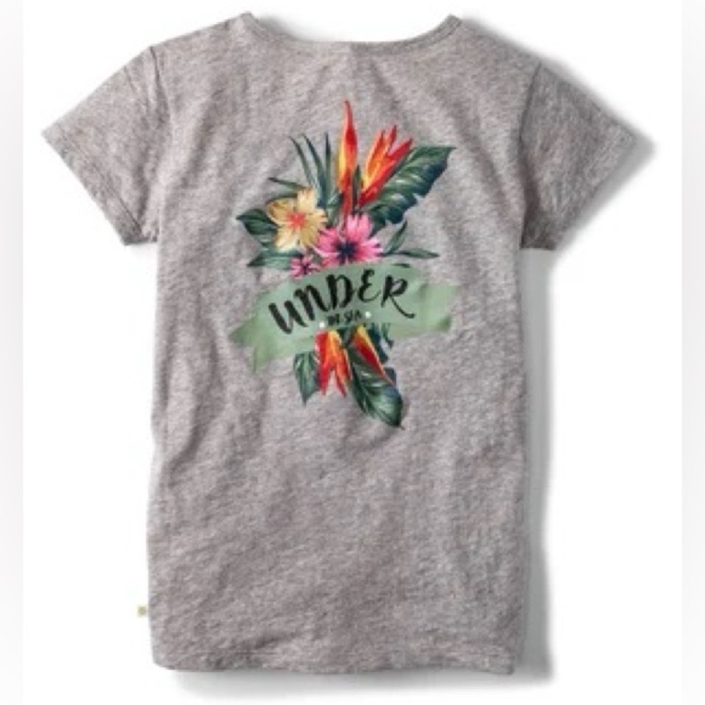 Disney x Roxy Girl Gray Tropical "Under The Sea" Floral Graphic Tee Size 16/XXL